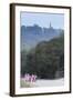 Buddhist Nuns in Traditional Robes with the Stupas of Sagaing in the Distance, Myanmar (Burma)-Alex Robinson-Framed Photographic Print