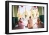 Buddhist Nuns Praying at Shwedagon Pagoda (Shwedagon Zedi Daw) (Golden Pagoda), Myanmar (Burma)-Matthew Williams-Ellis-Framed Photographic Print