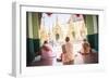 Buddhist Nuns Praying at Shwedagon Pagoda (Shwedagon Zedi Daw) (Golden Pagoda), Myanmar (Burma)-Matthew Williams-Ellis-Framed Photographic Print