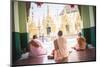 Buddhist Nuns Praying at Shwedagon Pagoda (Shwedagon Zedi Daw) (Golden Pagoda), Myanmar (Burma)-Matthew Williams-Ellis-Mounted Photographic Print