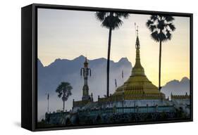 Buddhist Pagoda in a Karstic Landscape, Hpa An, Kayin State (Karen State), Myanmar (Burma), Asia-Nathalie Cuvelier-Framed Stretched Canvas