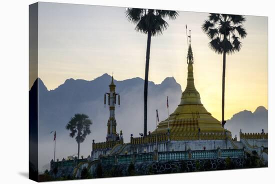 Buddhist Pagoda in a Karstic Landscape, Hpa An, Kayin State (Karen State), Myanmar (Burma), Asia-Nathalie Cuvelier-Stretched Canvas