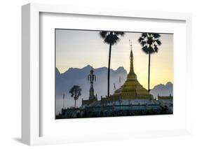 Buddhist Pagoda in a Karstic Landscape, Hpa An, Kayin State (Karen State), Myanmar (Burma), Asia-Nathalie Cuvelier-Framed Photographic Print