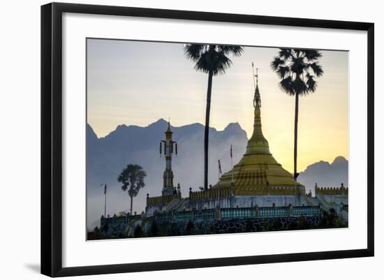 Buddhist Pagoda in a Karstic Landscape, Hpa An, Kayin State (Karen State), Myanmar (Burma), Asia-Nathalie Cuvelier-Framed Photographic Print