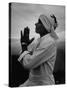 Buddhist Pilgrim Praying on Top of Sacred Mountain of Sri Pada in Ceylon-Howard Sochurek-Stretched Canvas