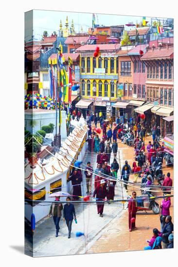 Buddhist pilgrims making the kora, Boudhanath Stupa, largest Asian Stupa, UNESCO World Heritage Sit-G&M Therin-Weise-Stretched Canvas