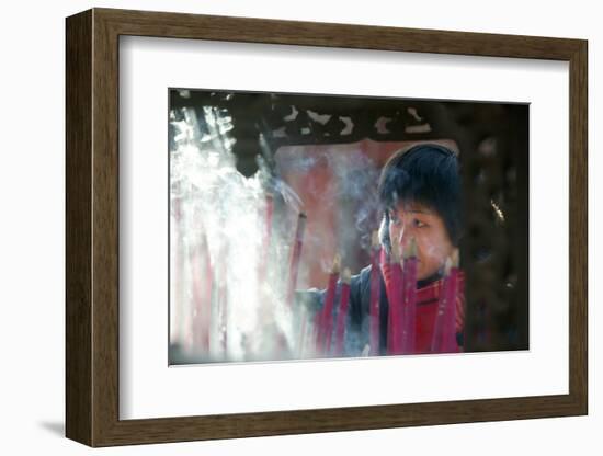 Buddhist prayer, Beijing, China-Godong-Framed Photographic Print