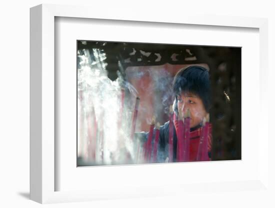 Buddhist prayer, Beijing, China-Godong-Framed Photographic Print