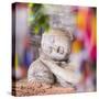 Buddhist Prayer Flags and Reclining Buddha in Nirvana at Gal Vihara Rock Temple-Matthew Williams-Ellis-Stretched Canvas