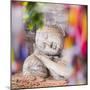 Buddhist Prayer Flags and Reclining Buddha in Nirvana at Gal Vihara Rock Temple-Matthew Williams-Ellis-Mounted Photographic Print