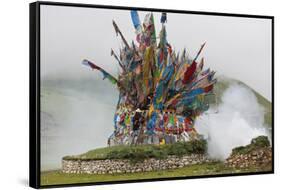 Buddhist Prayer Flags at Horse Festival, Tibetan Area, Sichuan, China-Peter Adams-Framed Stretched Canvas