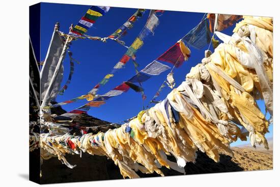 Buddhist prayer flags, Mustang, Nepal, Himalayas, Asia-null-Stretched Canvas