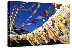 Buddhist prayer flags, Mustang, Nepal, Himalayas, Asia-null-Stretched Canvas