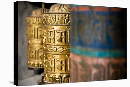 Buddhist Prayer Wheels, Namche Gompa (Monastery), Namche Bazaar, Solu Khumbu Region, Nepal, Asia-Ben Pipe-Stretched Canvas