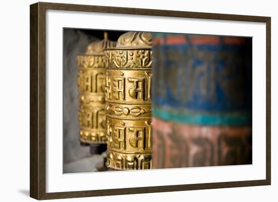 Buddhist Prayer Wheels, Namche Gompa (Monastery), Namche Bazaar, Solu Khumbu Region, Nepal, Asia-Ben Pipe-Framed Photographic Print