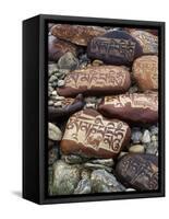 Buddhist Prayers on Carved Mani Stones in Tibet-Craig Lovell-Framed Stretched Canvas