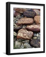 Buddhist Prayers on Carved Mani Stones in Tibet-Craig Lovell-Framed Photographic Print
