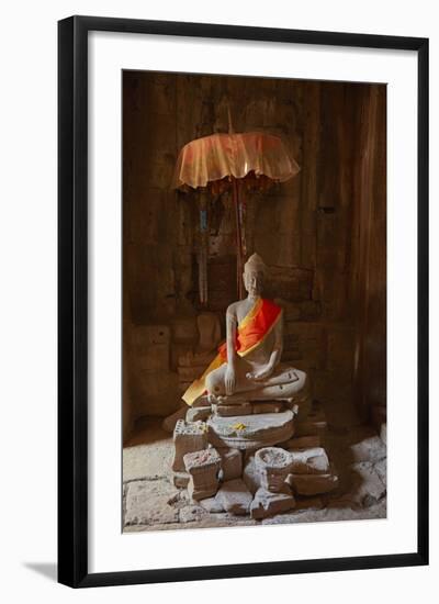 Buddhist Shrine, Bayon Temple Ruins, Angkor Thom, Angkor World Heritage Site, Siem Reap, Cambodia-David Wall-Framed Photographic Print