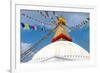 Buddhist Shrine Boudhanath Stupa with Buddha Wisdom Eyes and Praying Flags in Kathmandu, Nepal-mazzzur-Framed Photographic Print