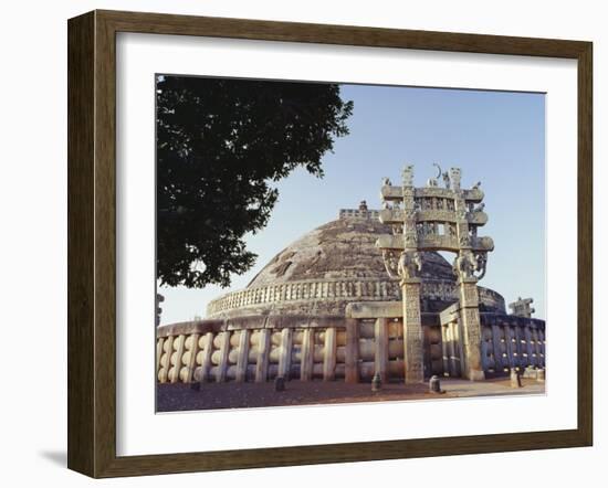 Buddhist Stupa and Torana (Gateway) of Stupa 1, Known as the Great Stupa, Madhya Pradesh, India-John Henry Claude Wilson-Framed Photographic Print