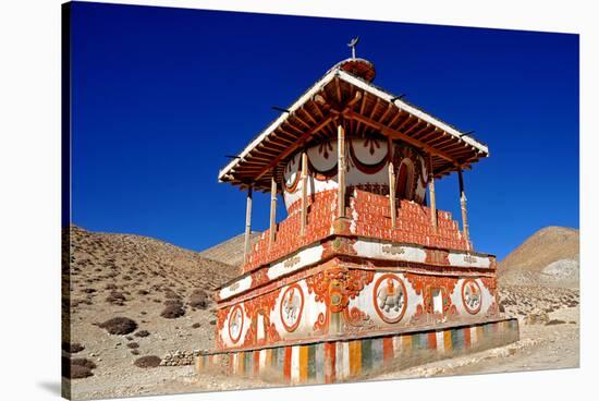 Buddhist stupa (chorten) near Tsarang village, Mustang, Nepal, Himalayas, Asia-null-Stretched Canvas