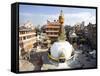 Buddhist Stupa in the Old Part of Kathmandu Near Durbar Square, Kathmandu, Nepal, Asia-Lee Frost-Framed Stretched Canvas