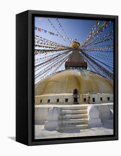 Buddhist Stupa Known as Boudha at Bodhanath, Kathmandu, Nepal. Taken at Lhosar-Don Smith-Framed Stretched Canvas