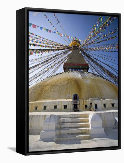 Buddhist Stupa Known as Boudha at Bodhanath, Kathmandu, Nepal. Taken at Lhosar-Don Smith-Framed Stretched Canvas