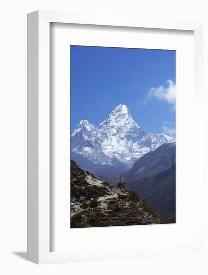 Buddhist Stupa on Trail with Ama Dablam Behind-Peter Barritt-Framed Photographic Print