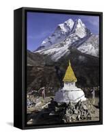 Buddhist Stupa Outside the Town of Dingboche in the Himalayas, Nepal, Asia-John Woodworth-Framed Stretched Canvas