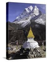 Buddhist Stupa Outside the Town of Dingboche in the Himalayas, Nepal, Asia-John Woodworth-Stretched Canvas