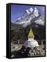 Buddhist Stupa Outside the Town of Dingboche in the Himalayas, Nepal, Asia-John Woodworth-Framed Stretched Canvas