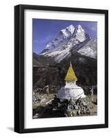 Buddhist Stupa Outside the Town of Dingboche in the Himalayas, Nepal, Asia-John Woodworth-Framed Photographic Print