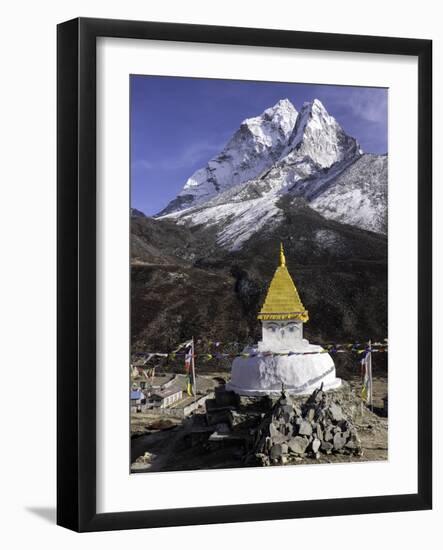 Buddhist Stupa Outside the Town of Dingboche in the Himalayas, Nepal, Asia-John Woodworth-Framed Photographic Print