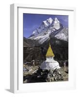 Buddhist Stupa Outside the Town of Dingboche in the Himalayas, Nepal, Asia-John Woodworth-Framed Photographic Print
