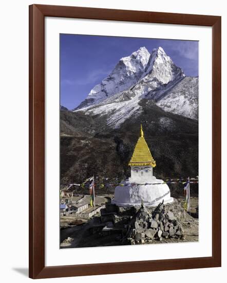 Buddhist Stupa Outside the Town of Dingboche in the Himalayas, Nepal, Asia-John Woodworth-Framed Photographic Print