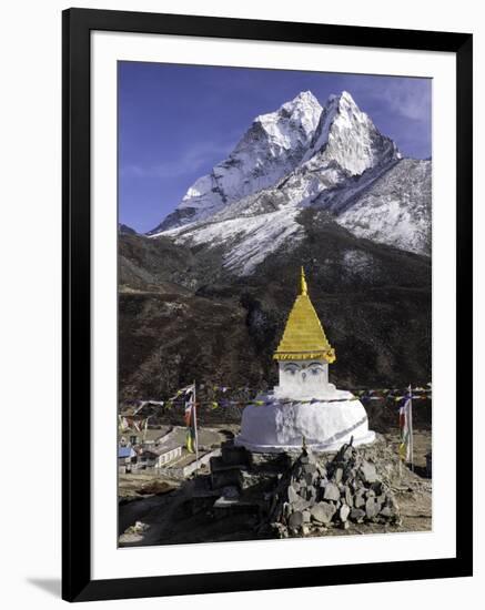 Buddhist Stupa Outside the Town of Dingboche in the Himalayas, Nepal, Asia-John Woodworth-Framed Photographic Print