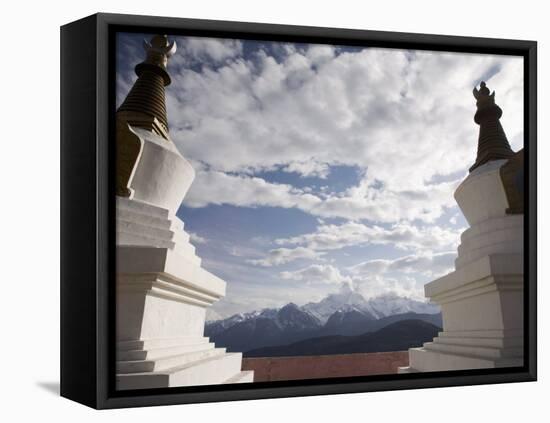 Buddhist Stupas on Way to Deqin, on the Tibetan Border, Shangri-La Region, Yunnan Province, China-Angelo Cavalli-Framed Stretched Canvas