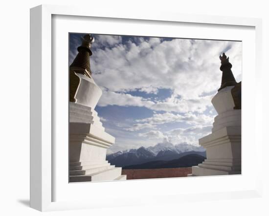 Buddhist Stupas on Way to Deqin, on the Tibetan Border, Shangri-La Region, Yunnan Province, China-Angelo Cavalli-Framed Photographic Print