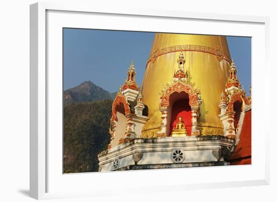 Buddhist Temple and Doi Chiang Dao, Chiang Dao, Chiang Mai Province, Thailand, Southeast Asia, Asia-Jochen Schlenker-Framed Photographic Print