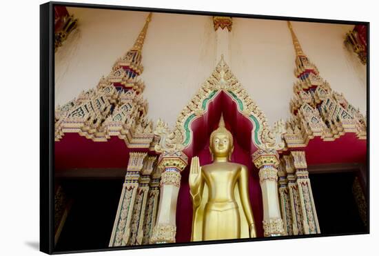Buddhist Temple and Golden Buddha Statue, Wat Plai Laem, Ko Samui, Thailand-Cindy Miller Hopkins-Framed Stretched Canvas