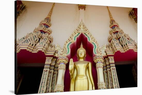 Buddhist Temple and Golden Buddha Statue, Wat Plai Laem, Ko Samui, Thailand-Cindy Miller Hopkins-Stretched Canvas