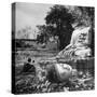 Buddhist Temple Destroyed During Karen Uprising, Buddha's Head Lying Where It Fell During Battle-Jack Birns-Stretched Canvas