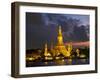 Buddhist Temple Lit Up at Dawn, Wat Arun, Chao Phraya River, Bangkok, Thailand-null-Framed Premium Photographic Print