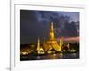 Buddhist Temple Lit Up at Dawn, Wat Arun, Chao Phraya River, Bangkok, Thailand-null-Framed Photographic Print