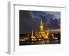 Buddhist Temple Lit Up at Dawn, Wat Arun, Chao Phraya River, Bangkok, Thailand-null-Framed Photographic Print