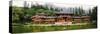 Buddhist Temple with Mountain in the Background, Byodo-In Temple, Koolau Range, Oahu, Hawaii, Usa-null-Stretched Canvas