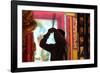 Buddhist worshipper burning incense sticks, Chua On Lang Taoist Temple-Godong-Framed Photographic Print