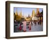 Buddhist Worshippers at the Shwedagon Paya (Shwe Dagon Pagoda), Yangon (Rangoon), Myanmar (Burma)-Christina Gascoigne-Framed Photographic Print