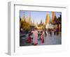 Buddhist Worshippers at the Shwedagon Paya (Shwe Dagon Pagoda), Yangon (Rangoon), Myanmar (Burma)-Christina Gascoigne-Framed Photographic Print